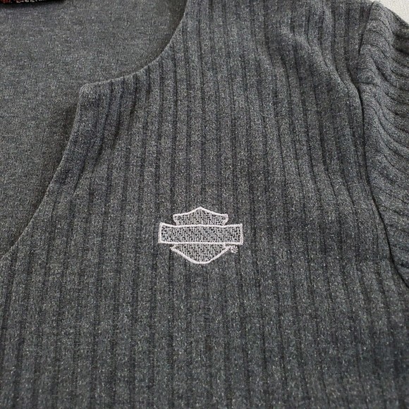 VTG Harley Davidson Women Small Gray Thermal Long Sleeve Biker TShirt Ocala FL - Picture 6 of 9